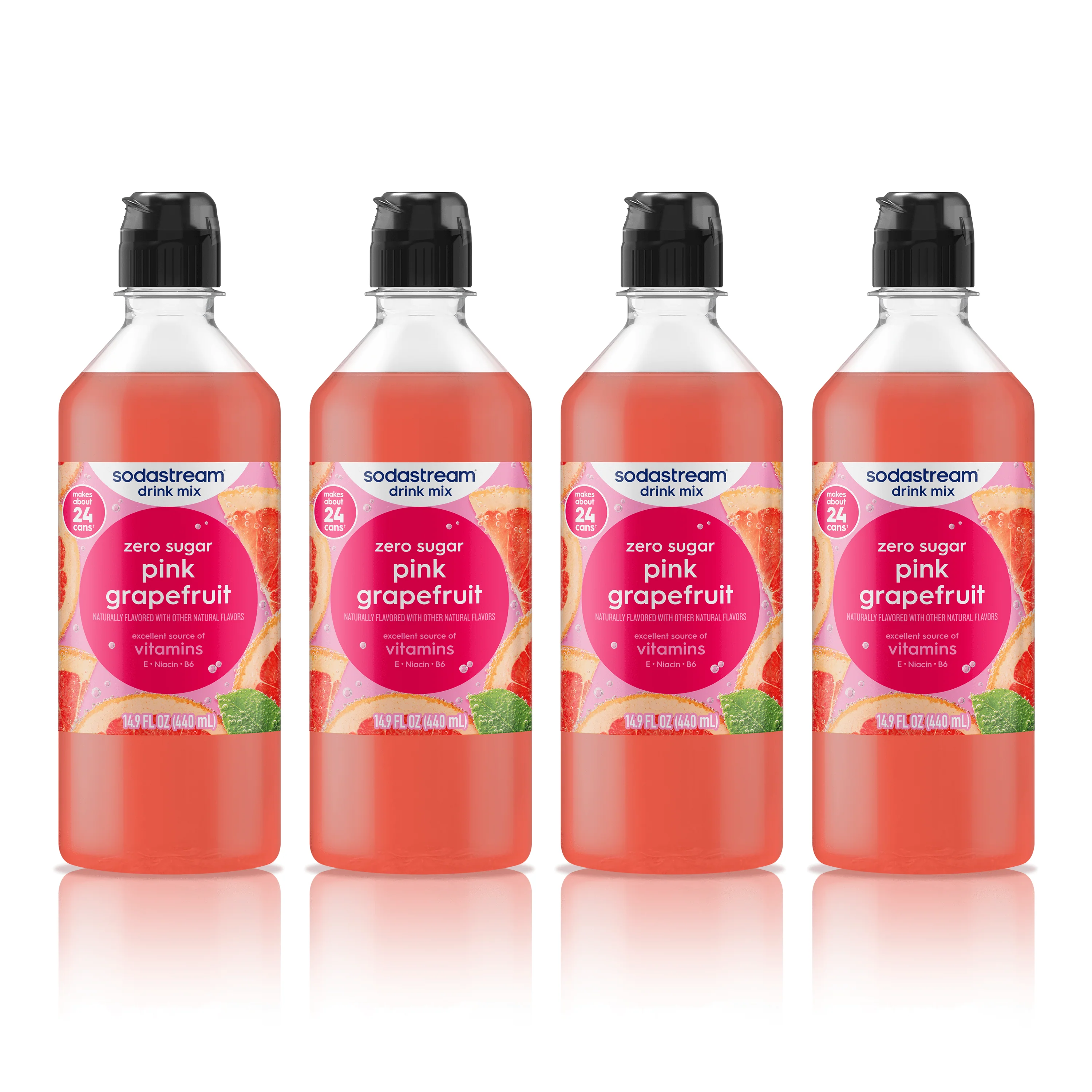 Sodastream Classics® Pink Grapefruit Zero Sugar Drink Mix 4 Pack 440ml
