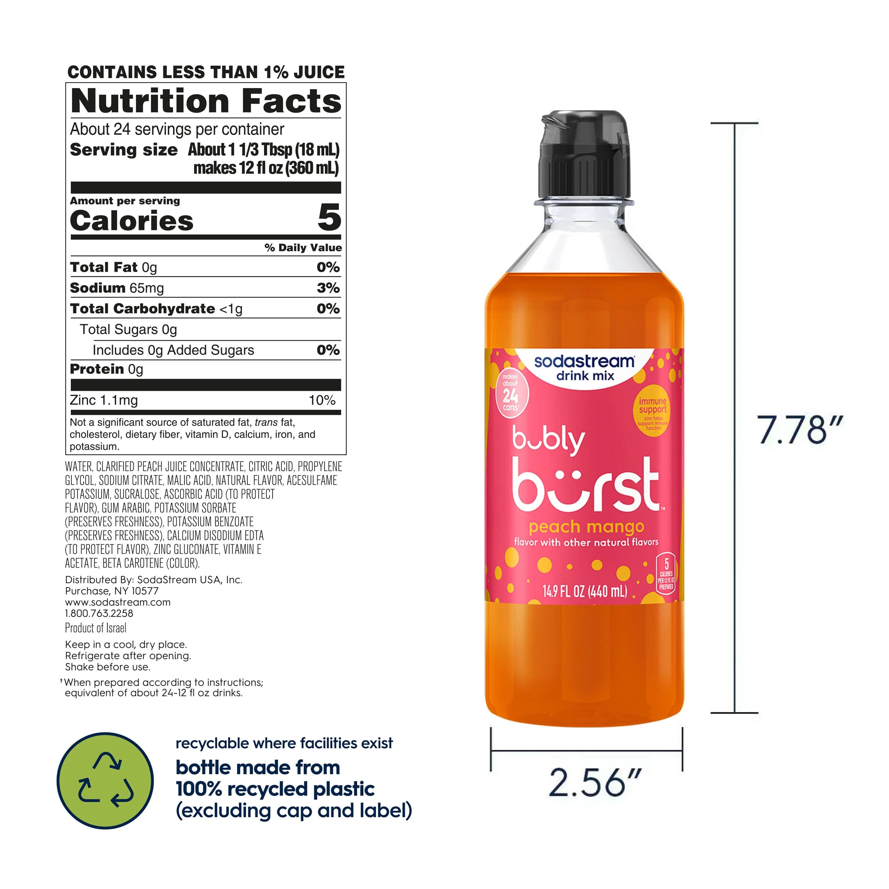 Sodastream bubly burstĀ® Peach Mango Drink Mix 440ml - Image 5