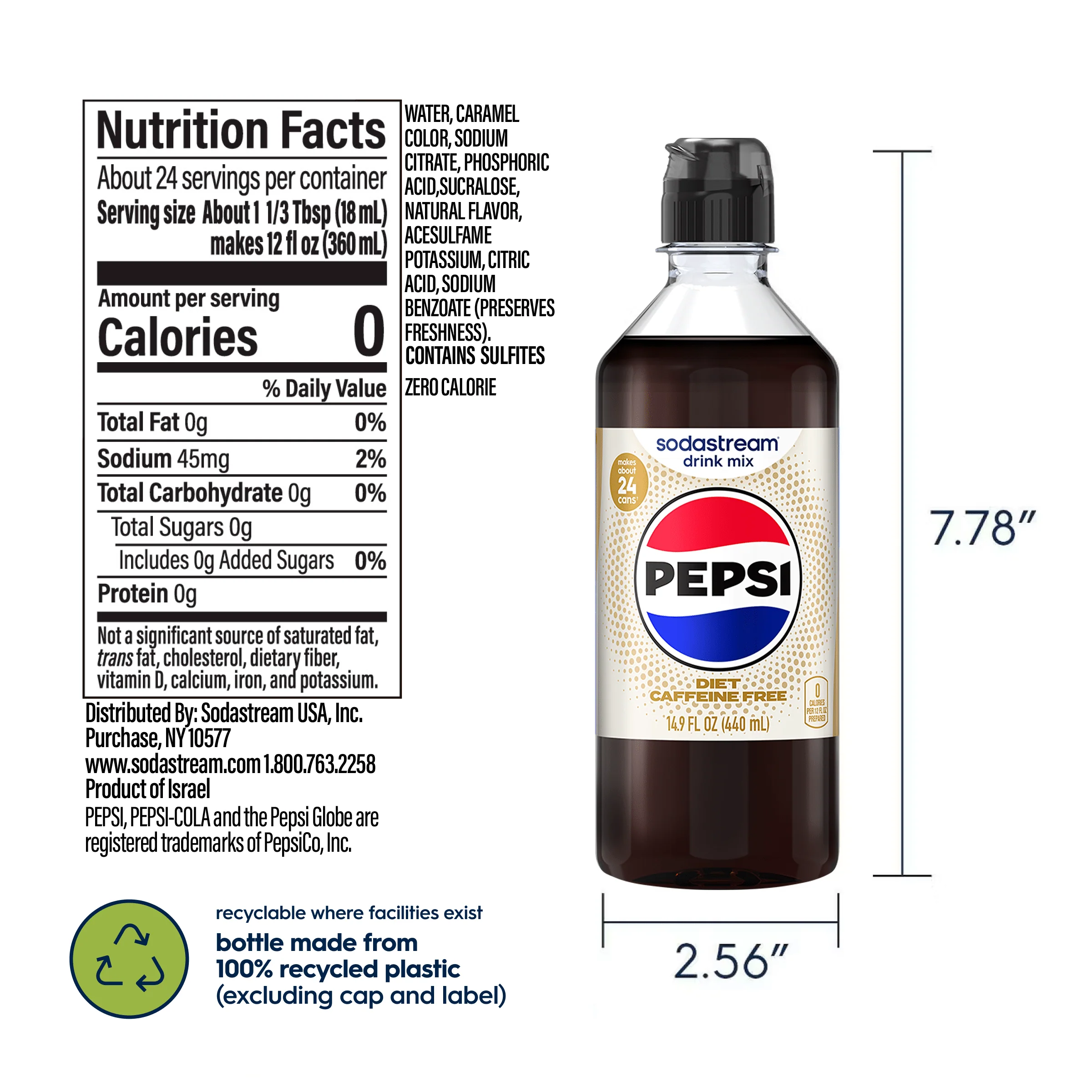 Sodastream Diet Pepsi® Caffeine Free Drink Mix 440ml - Image 9