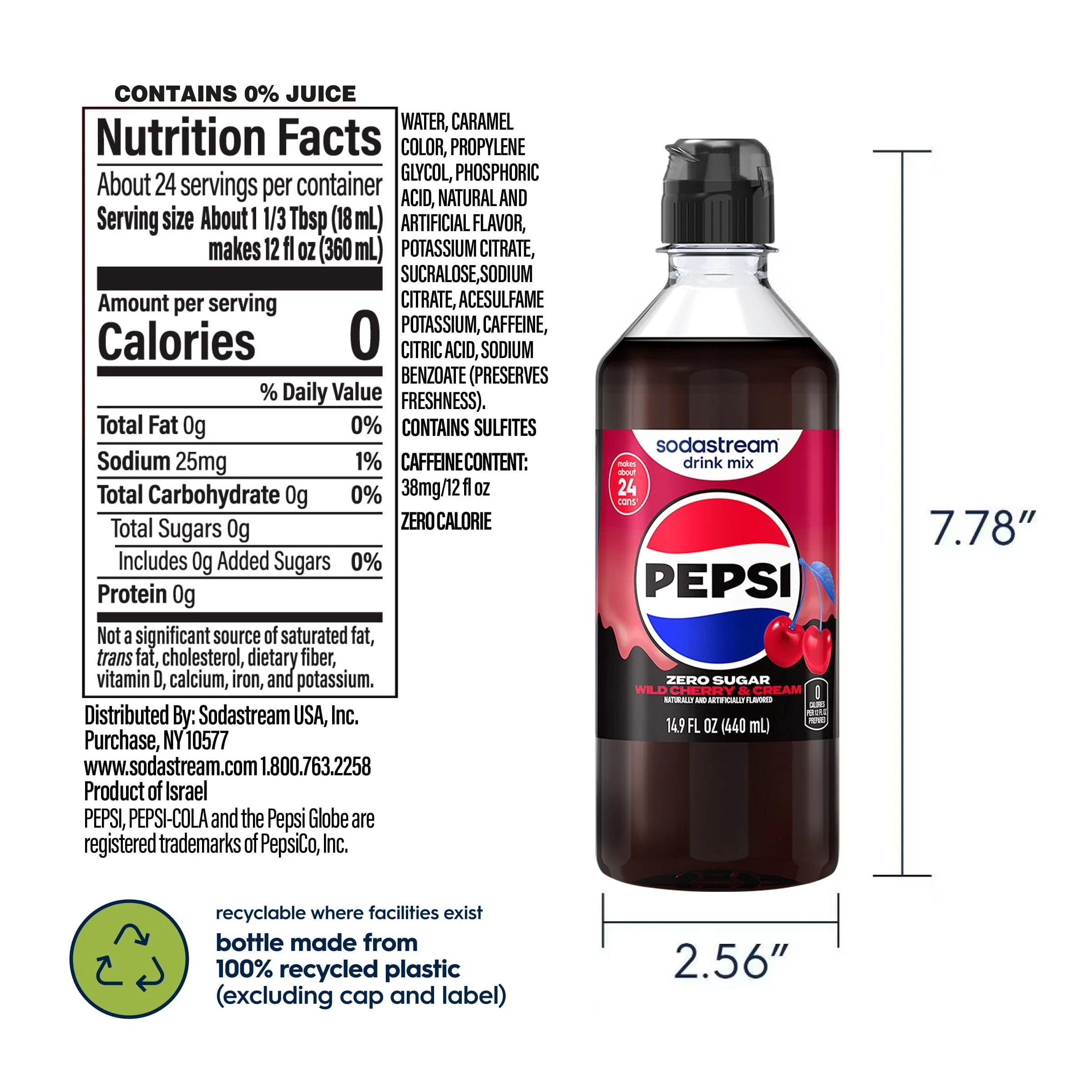 Sodastream Pepsi® Wild Cherry & Cream Zero Sugar 4 Pack Drink Mix 4 x 440ml - Image 9